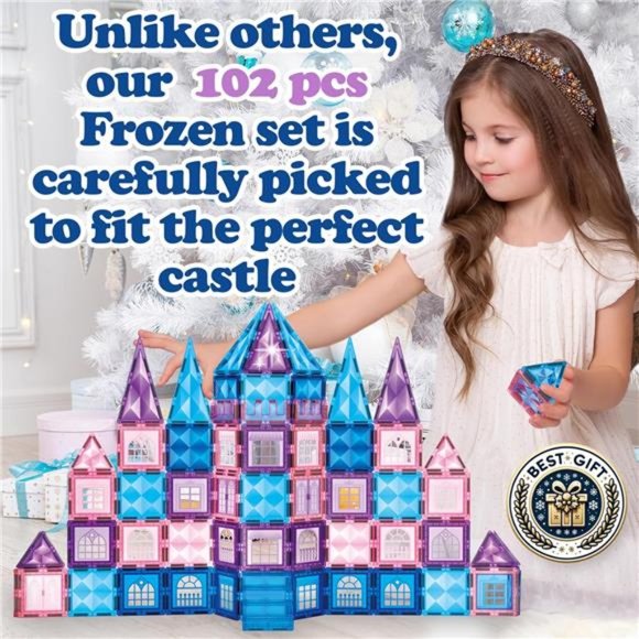102pcs Frozen Princess Castle Magnetic Tiles Building Blocks - 3D Diamond Blocks - Picture 3 of 6